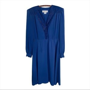 LILLA ANN Vintage dress padded shoulders pleated